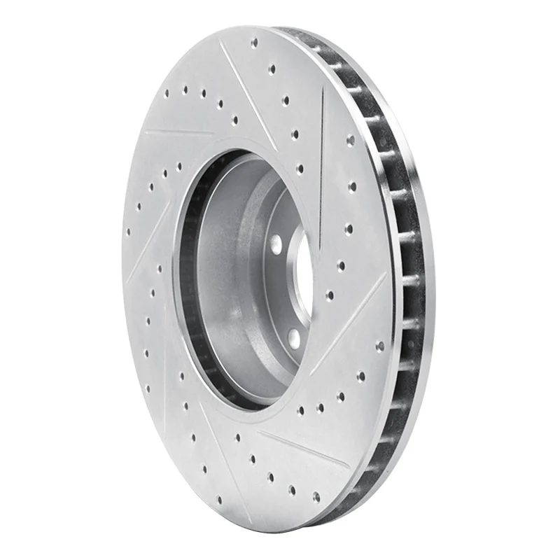 R1 95-01 BMW 750IL Front Left Drilled & Slotted Silver Brake Rotor - Image 3