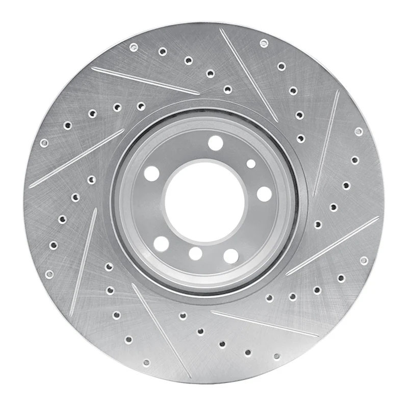R1 95-01 BMW 750IL Front Left Drilled & Slotted Silver Brake Rotor - Image 4