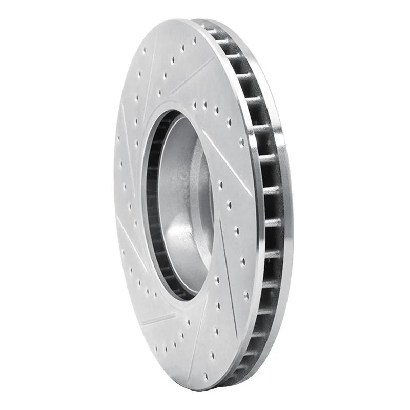 R1 95-01 BMW 750IL Front Right Drilled & Slotted Silver Brake Rotor - Image 2