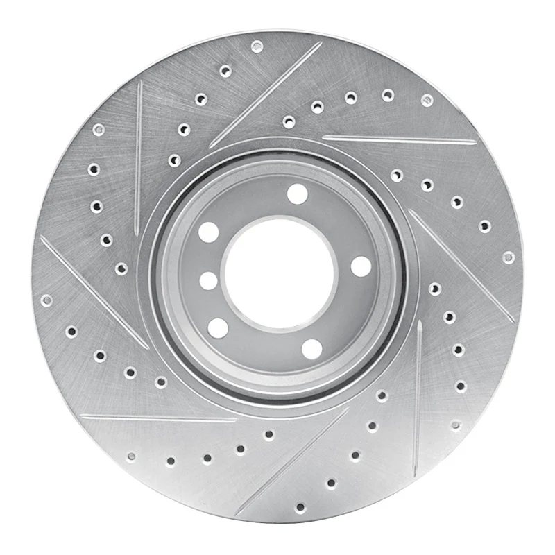 R1 95-01 BMW 750IL Front Right Drilled & Slotted Silver Brake Rotor - Image 4