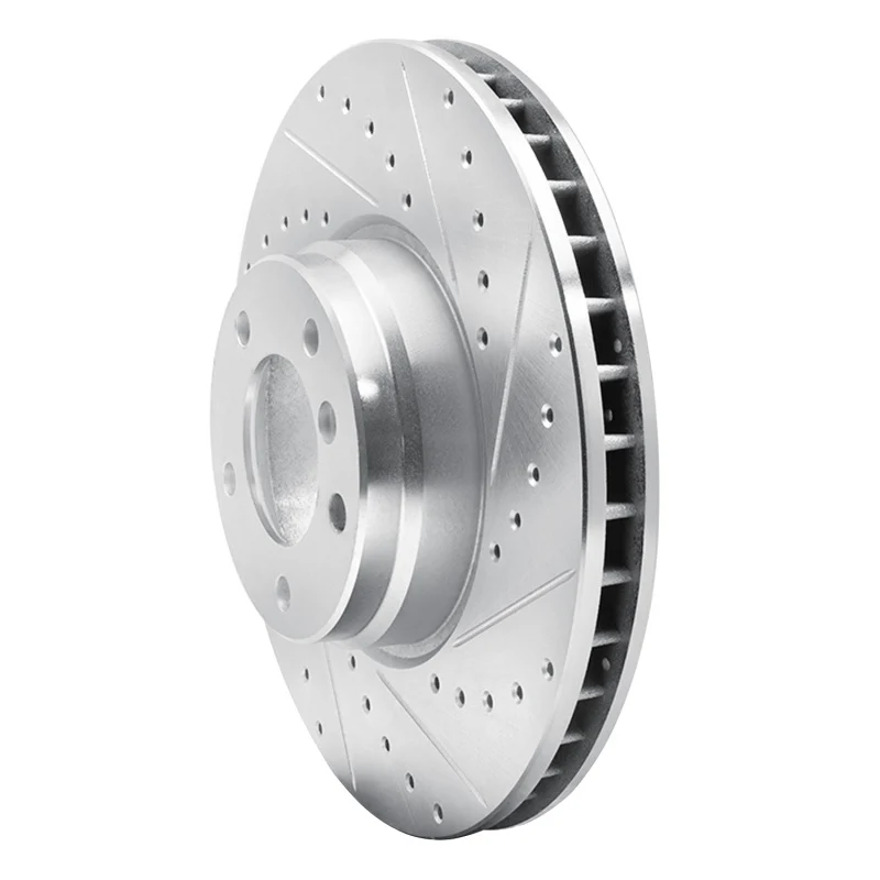 R1 95-01 BMW 750IL Front Right Drilled & Slotted Silver Brake Rotor - Image 5