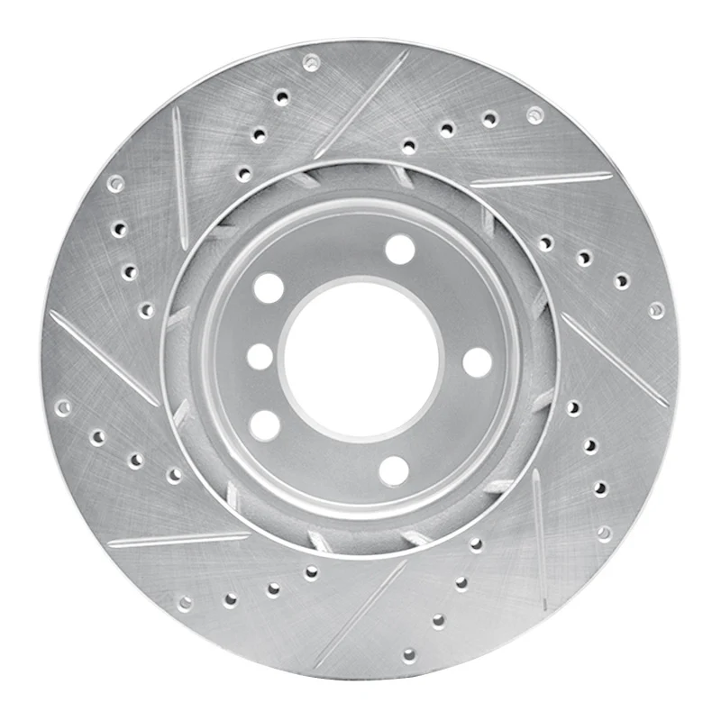 R1 95-02 BMW M3 Left Front Drilled & Slotted Silver Brake Rotor - Image 4