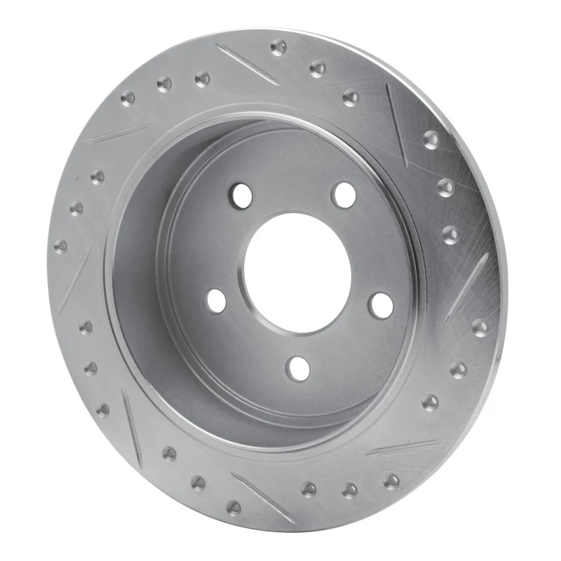 R1 95-02 Ford Explorer Rear Left Drilled & Slotted Silver Brake Rotor - Image 2