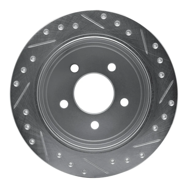 R1 95-02 Ford Explorer Rear Left Drilled & Slotted Silver Brake Rotor - Image 4