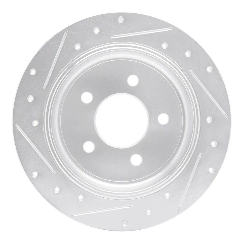 R1 95-02 Ford Explorer Sport Rear Right Drilled & Slotted Silver Brake Rotor - Image 4