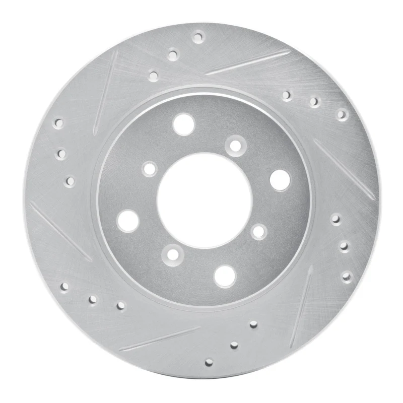 R1 95-02 Suzuki Esteem Front Left Drilled & Slotted Silver Brake Rotor