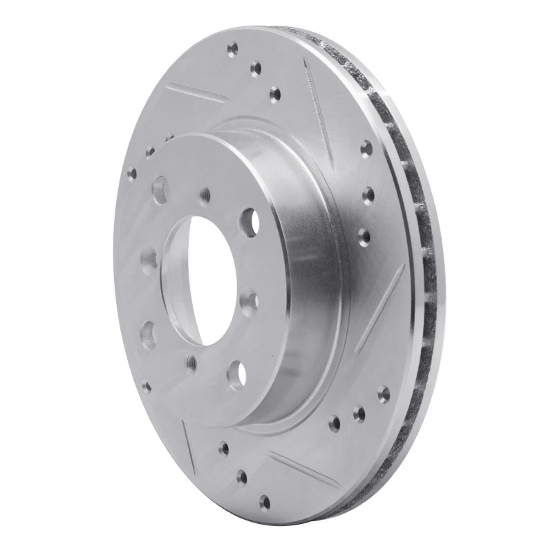 R1 95-02 Suzuki Esteem Front Right Drilled & Slotted Silver Brake Rotor - Image 3