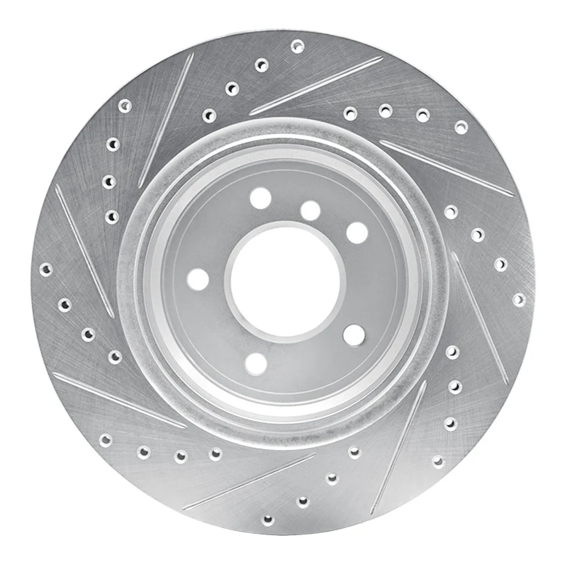 R1 95-03 BMW 750IL Rear Right Drilled & Slotted Silver Brake Rotor - Image 3