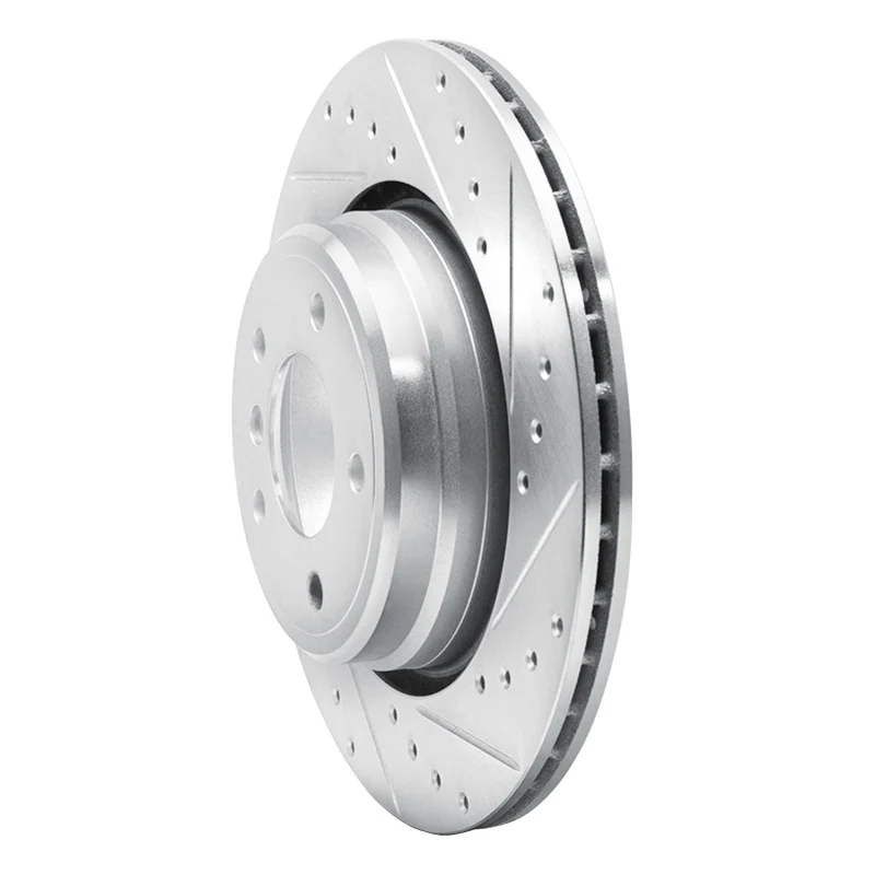 R1 95-03 BMW 750IL Rear Right Drilled & Slotted Silver Brake Rotor - Image 4