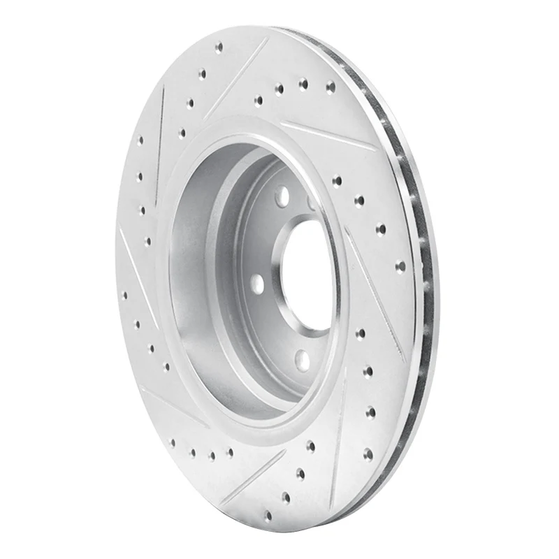 R1 95-03 BMW 750IL Rear Right Drilled & Slotted Silver Brake Rotor - Image 5