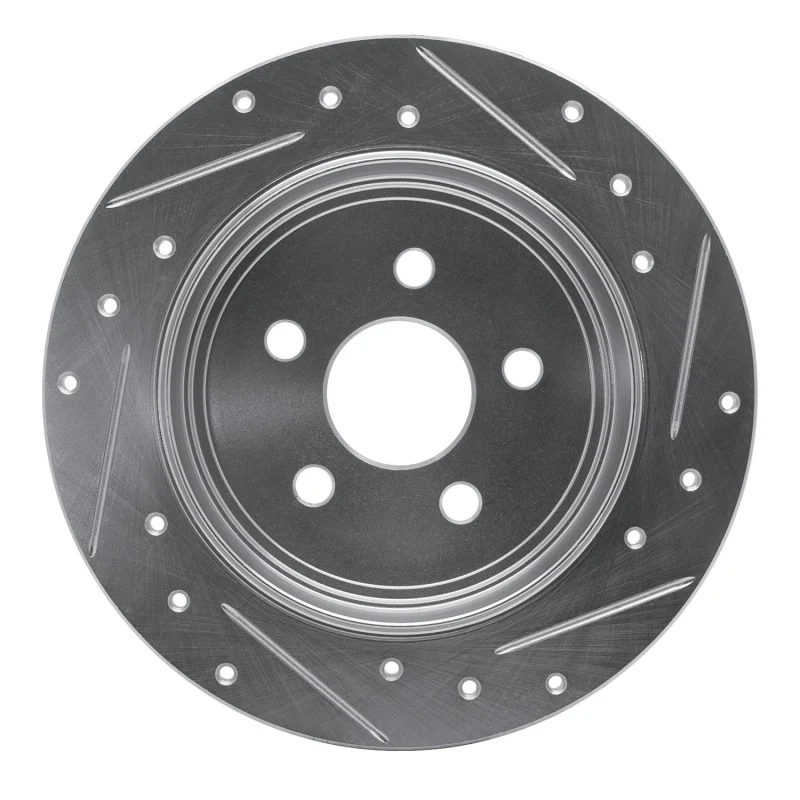 R1 95-03 Chrysler PT Cruiser Rear Left Drilled & Slotted Silver Brake Rotor - Image 5