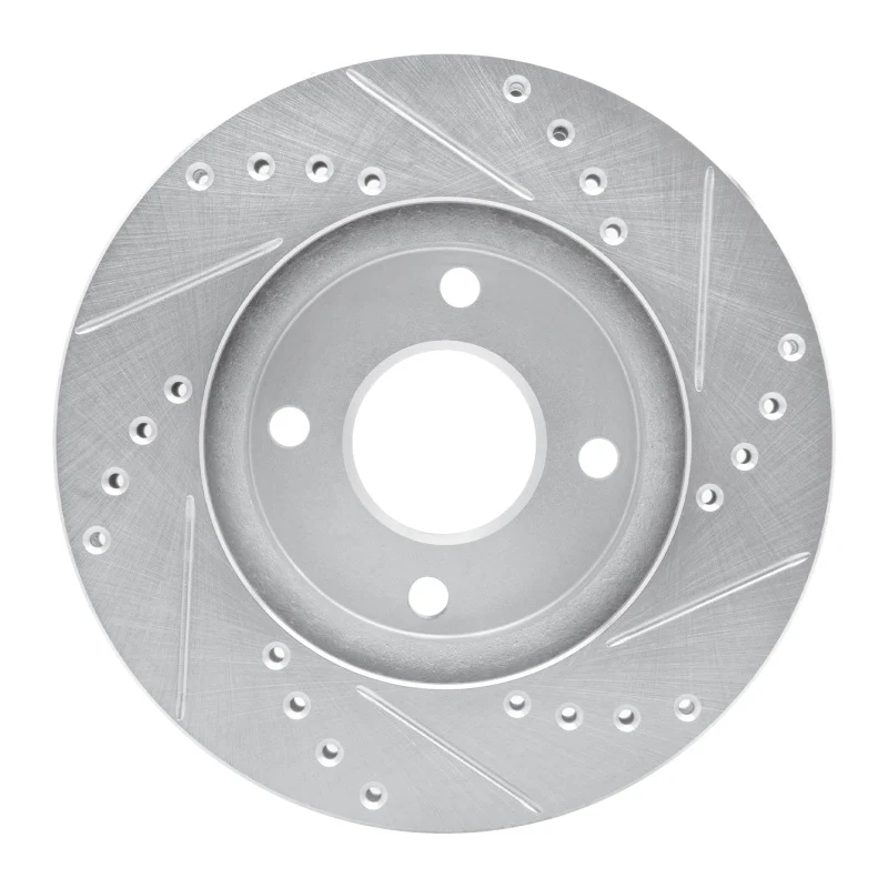R1 95-04 Ford CONTOUR Front Left Drilled & Slotted Silver Brake Rotor - Image 4