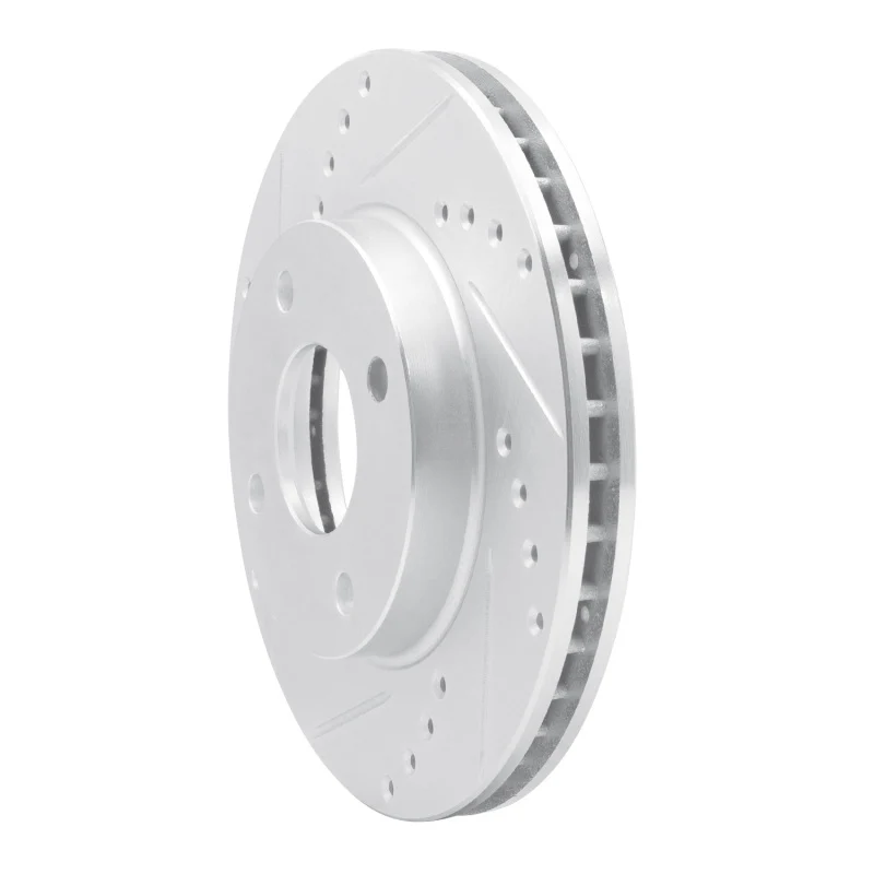 R1 95-04 Ford CONTOUR Front Left Drilled & Slotted Silver Brake Rotor - Image 5