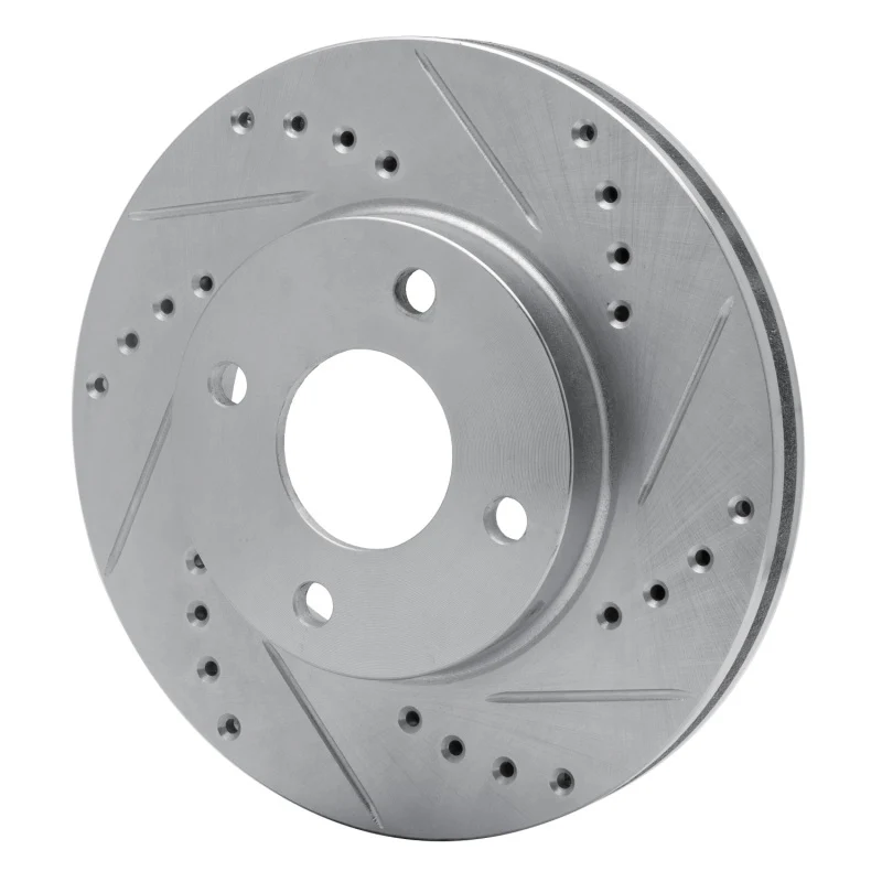 R1 95-04 Ford CONTOUR Front Right Drilled & Slotted Silver Brake Rotor - Image 2