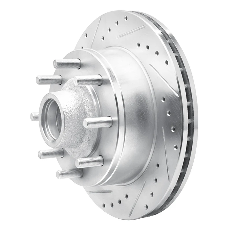 R1 95-04 Ford E-250 Econoline Front Left Drilled & Slotted Silver Brake Rotor - Image 2
