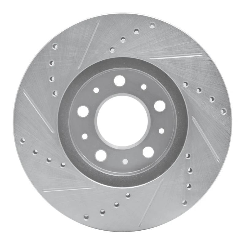 R1 95-04 Volvo 960 Front Right Drilled & Slotted Silver Brake Rotor - Image 5