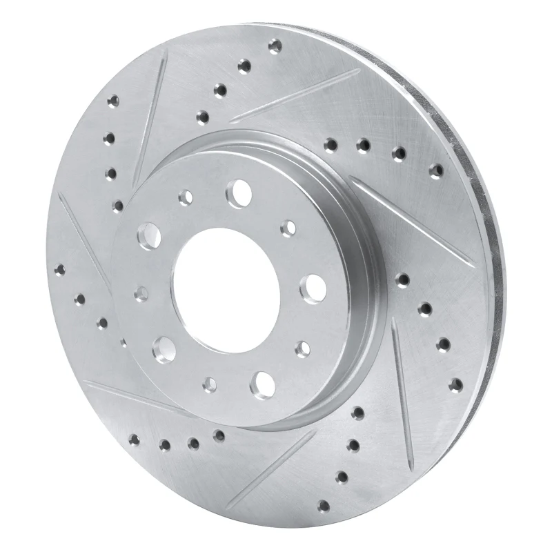 R1 95-04 Volvo S70 Front Left Drilled & Slotted Silver Brake Rotor - Image 2