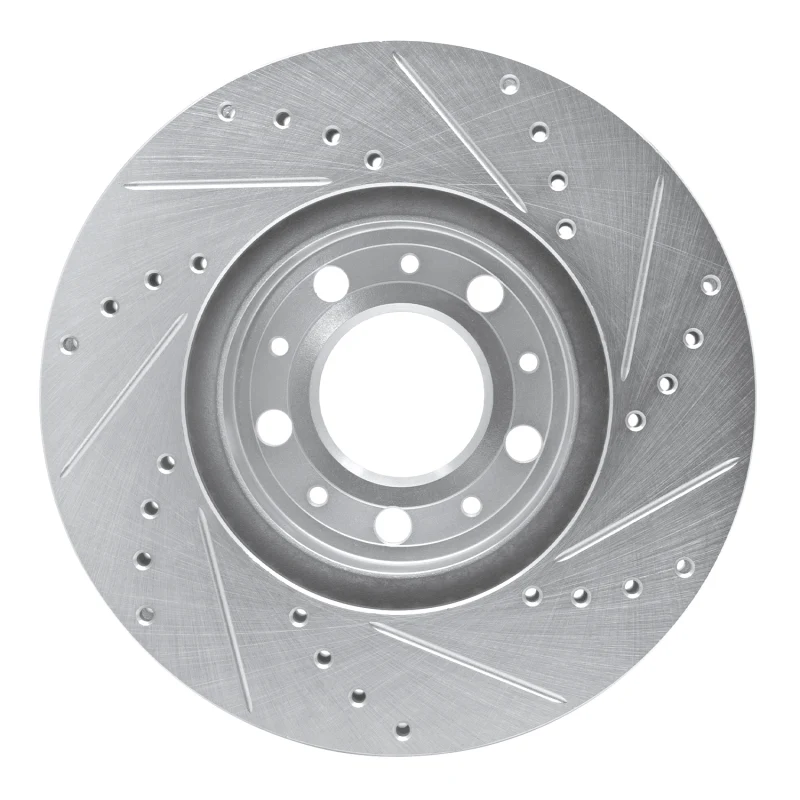 R1 95-04 Volvo S70 Front Left Drilled & Slotted Silver Brake Rotor - Image 5