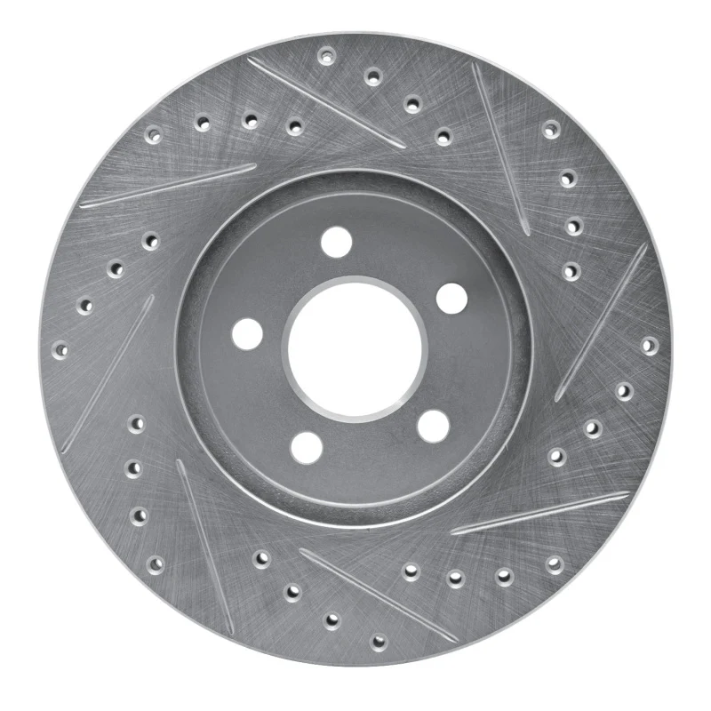 R1 95-06 Chrysler Cirrus Front Left Drilled & Slotted Silver Brake Rotor - Image 3