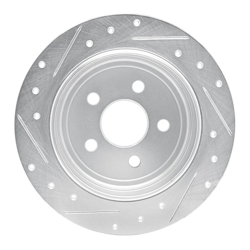 R1 95-07 Chrysler PT Cruiser Rear Right Drilled & Slotted Silver Brake Rotor - Image 4