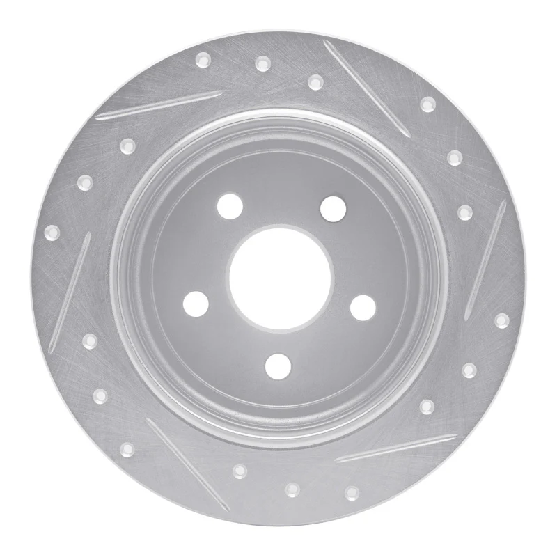 R1 95-07 Chrysler SEBRING Rear Left Drilled & Slotted Silver Brake Rotor - Image 3