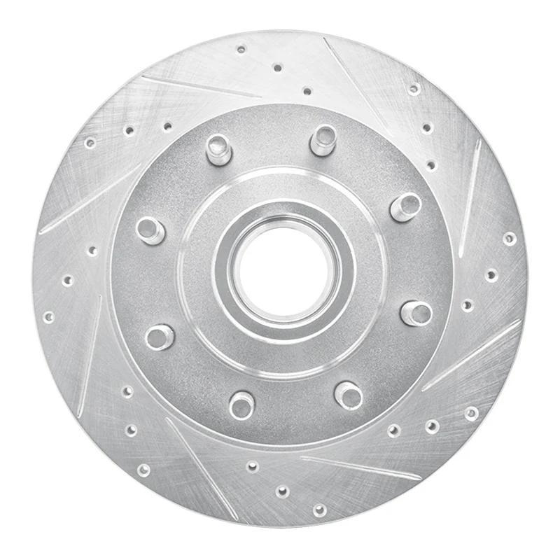 R1 95-07 Ford E-250 Econoline Front Right Drilled & Slotted Silver Brake Rotor