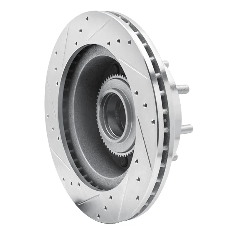 R1 95-07 Ford E-250 Econoline Front Right Drilled & Slotted Silver Brake Rotor - Image 2