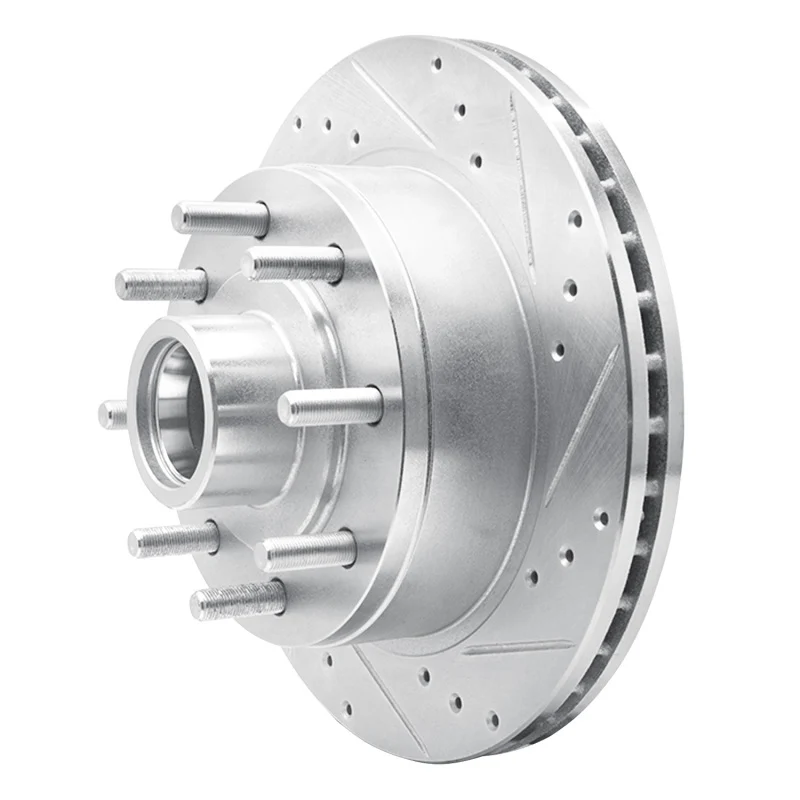 R1 95-07 Ford E-250 Econoline Front Right Drilled & Slotted Silver Brake Rotor - Image 4