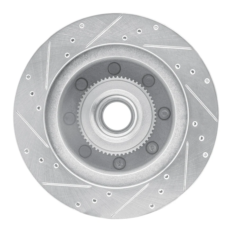 R1 95-07 Ford E-250 Econoline Front Right Drilled & Slotted Silver Brake Rotor - Image 5