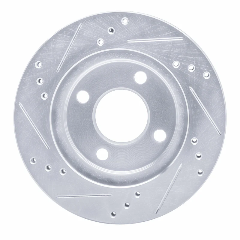 R1 95-96 Dodge Neon (USA/Canada) Front Right Drilled & Slotted Silver Brake Rotor - Image 2