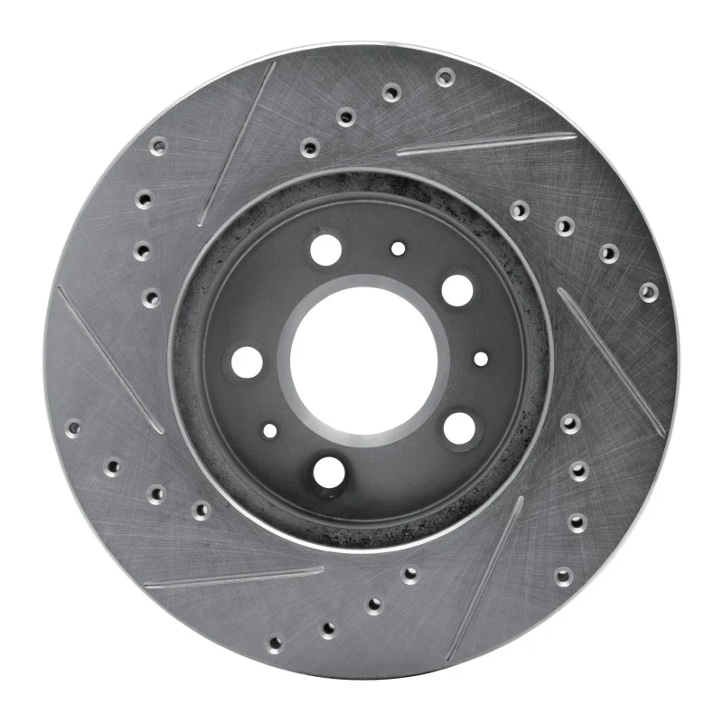R1 95-97 Ford Crown Victoria Front Left Drilled & Slotted Silver Brake Rotor - Image 2