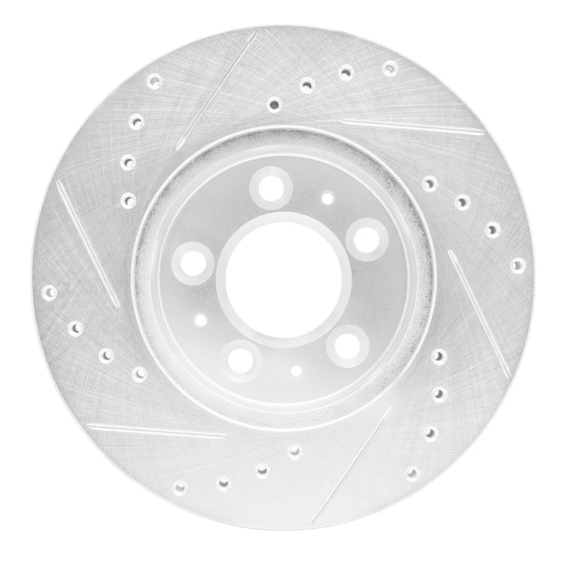 R1 95-97 Ford Crown Victoria Front Right Drilled & Slotted Silver Brake Rotor - Image 2