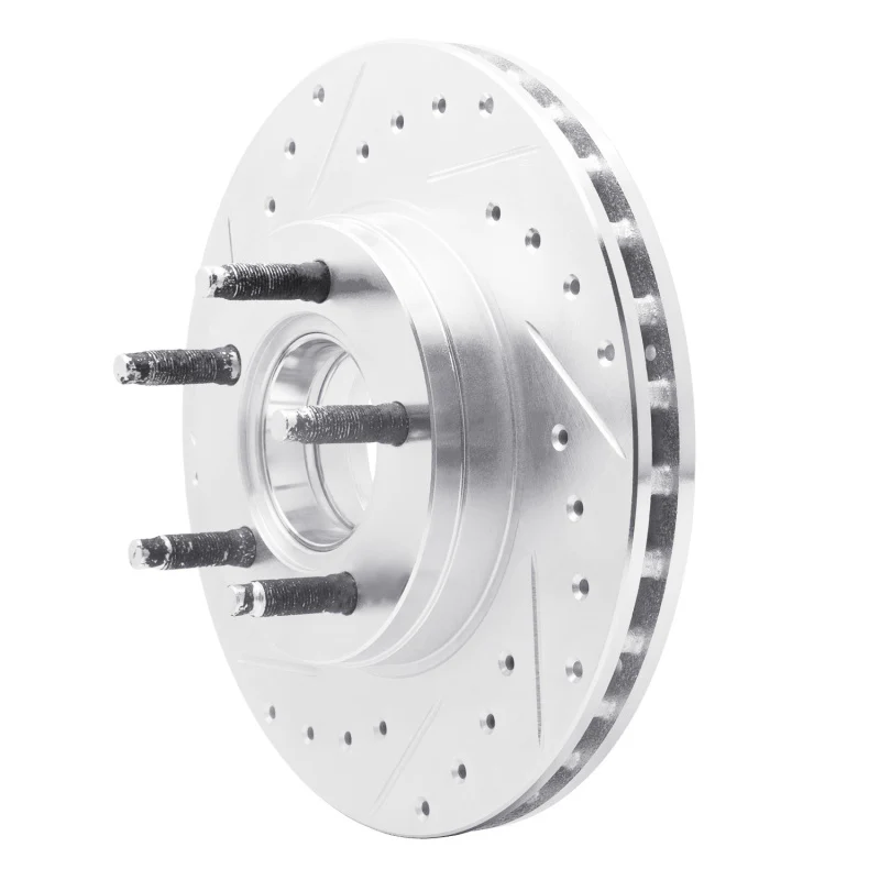 R1 95-97 Ford Ranger (USA/Canada) Front Left Drilled & Slotted Silver Brake Rotor - Image 2