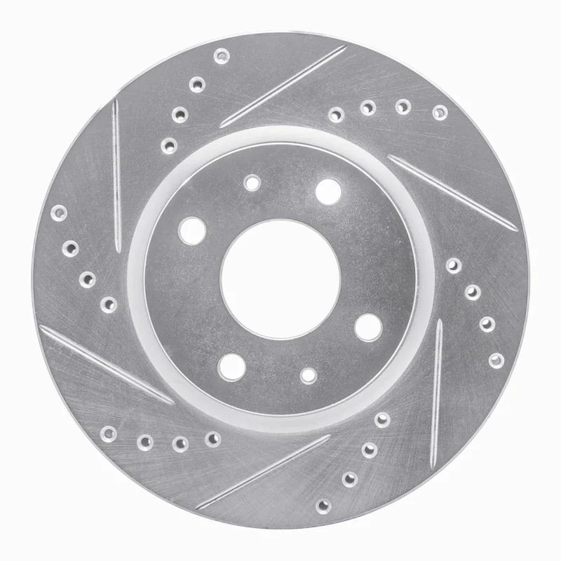 R1 95-97 Kia SEPHIA Rear Left Drilled & Slotted Silver Brake Rotor