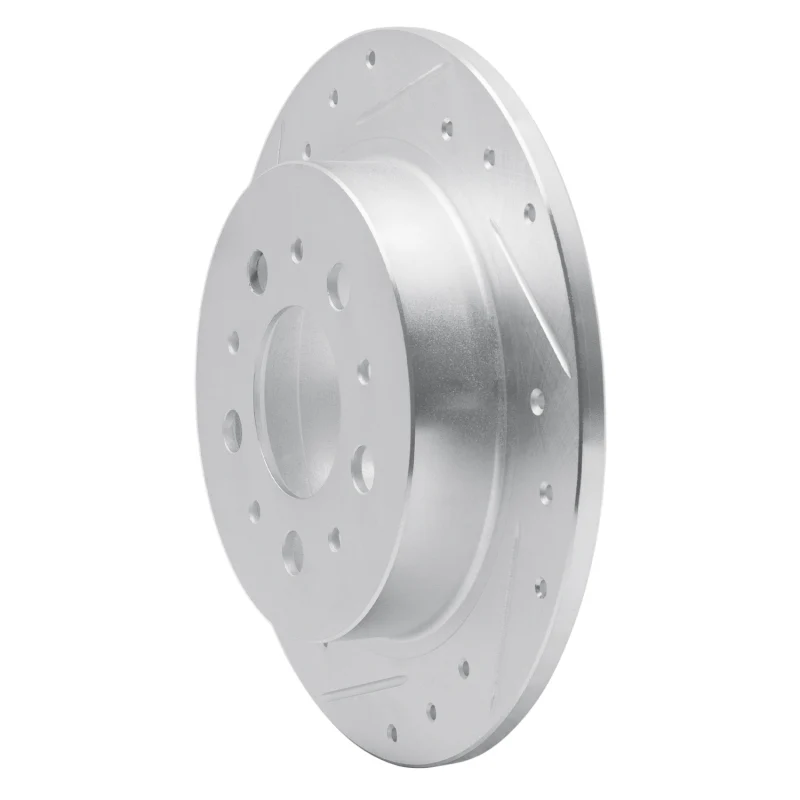 R1 95-97 Volvo 960 Rear Left Drilled & Slotted Silver Brake Rotor - Image 3