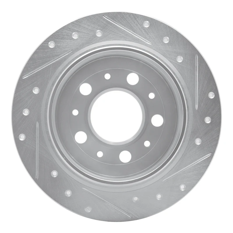 R1 95-97 Volvo 960 Rear Left Drilled & Slotted Silver Brake Rotor - Image 5