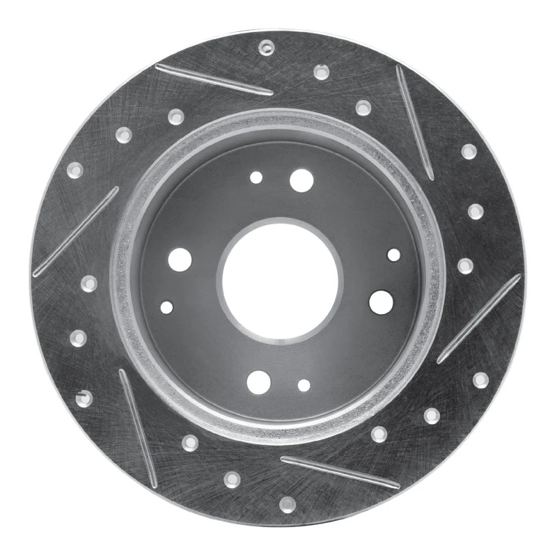 R1 95-98 Acura TL Rear Left Drilled & Slotted Silver Brake Rotor - Image 2