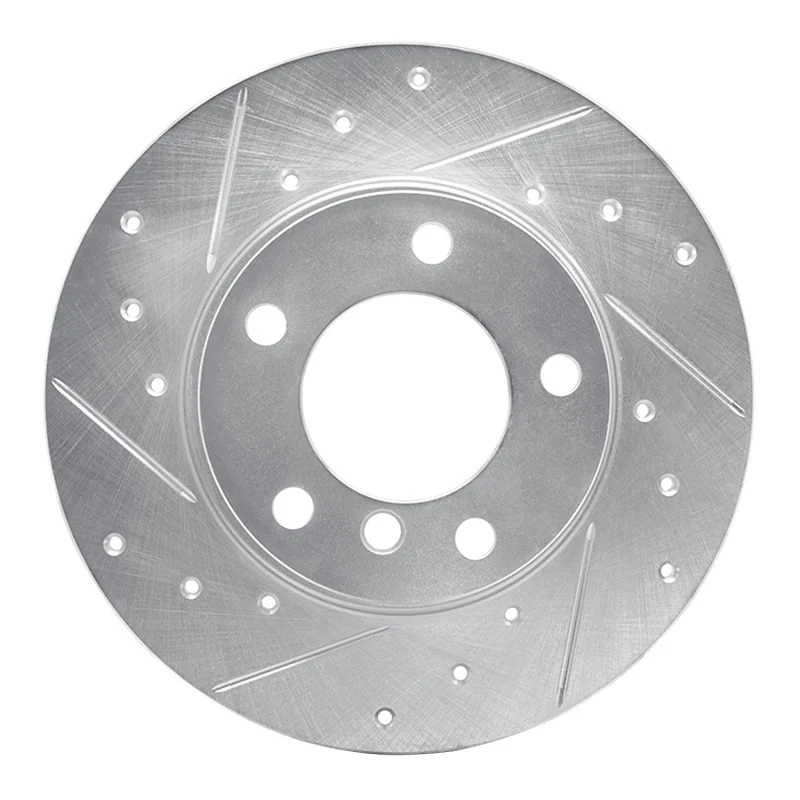 R1 95-98 BMW 318TI Front Left Drilled & Slotted Silver Brake Rotor