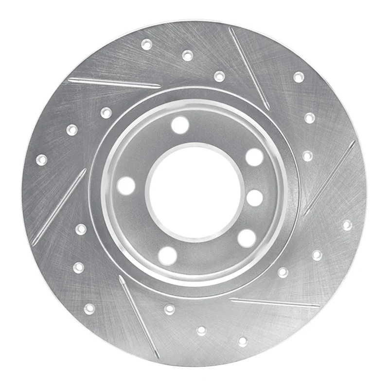 R1 95-98 BMW 318TI Front Left Drilled & Slotted Silver Brake Rotor - Image 2