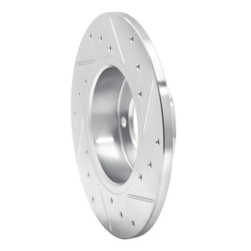 R1 95-98 BMW 318TI Front Left Drilled & Slotted Silver Brake Rotor - Image 3