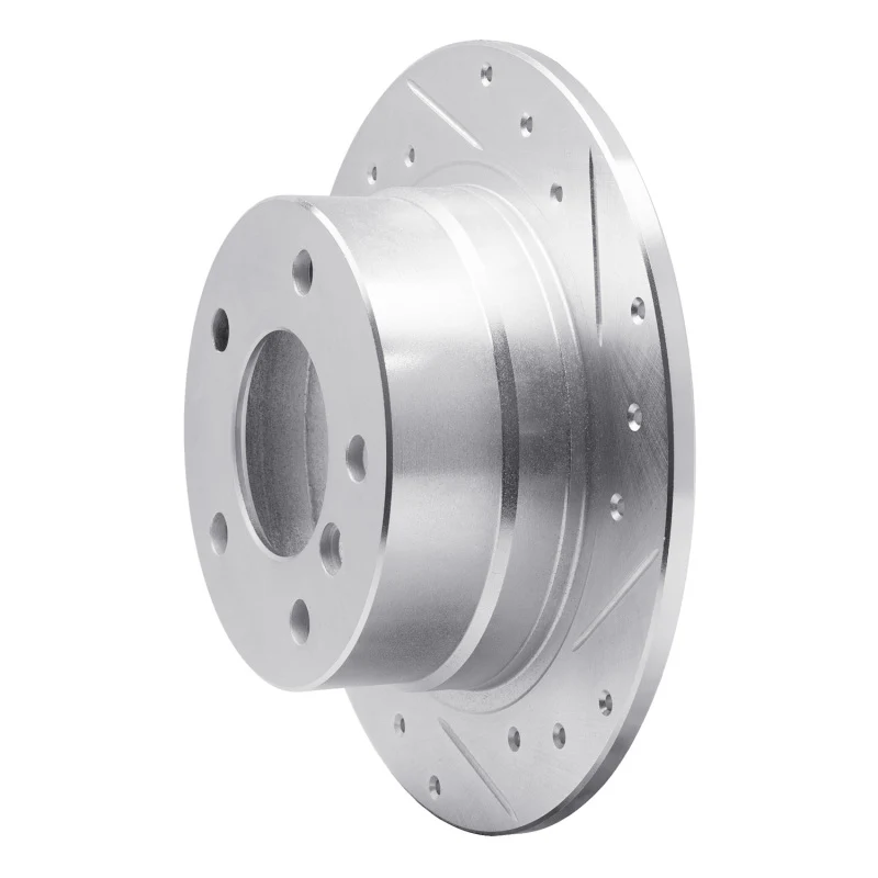R1 95-99 BMW 318TI Rear Right Drilled & Slotted Silver Brake Rotor - Image 3