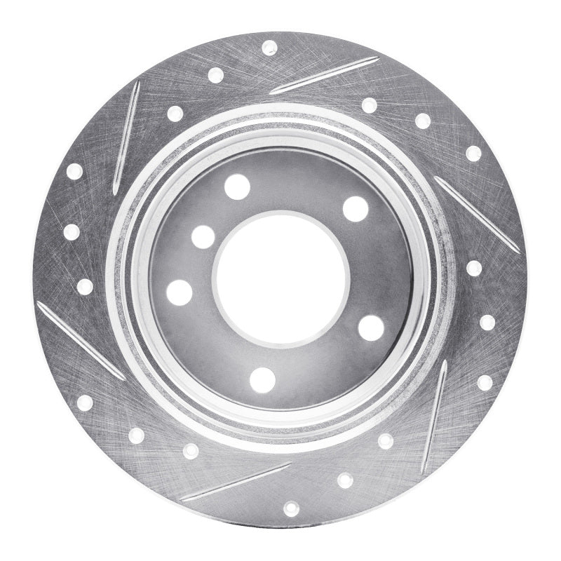 R1 95-99 BMW 318TI Rear Right Drilled & Slotted Silver Brake Rotor - Image 4