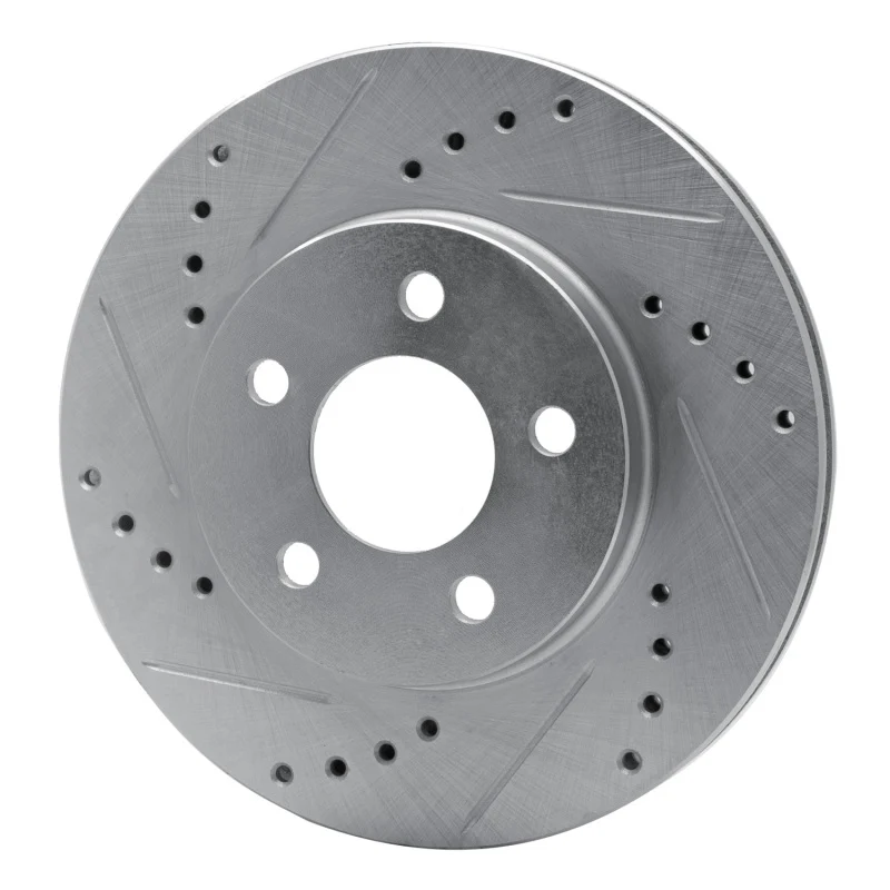 R1 95-99 Dodge Neon (USA/Canada) Front Left Drilled & Slotted Silver Brake Rotor - Image 2