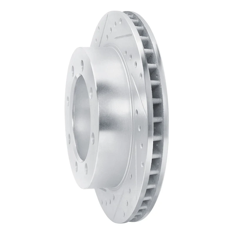 R1 95-99 Ford F-350 4WD (Excl Super Duty) Front Left Drilled & Slotted Silver Brake Rotor - Image 2
