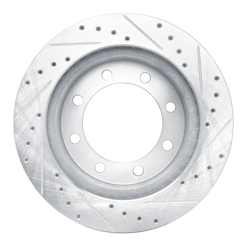 R1 95-99 Ford F-350 4WD (Excl Super Duty) Front Left Drilled & Slotted Silver Brake Rotor - Image 4