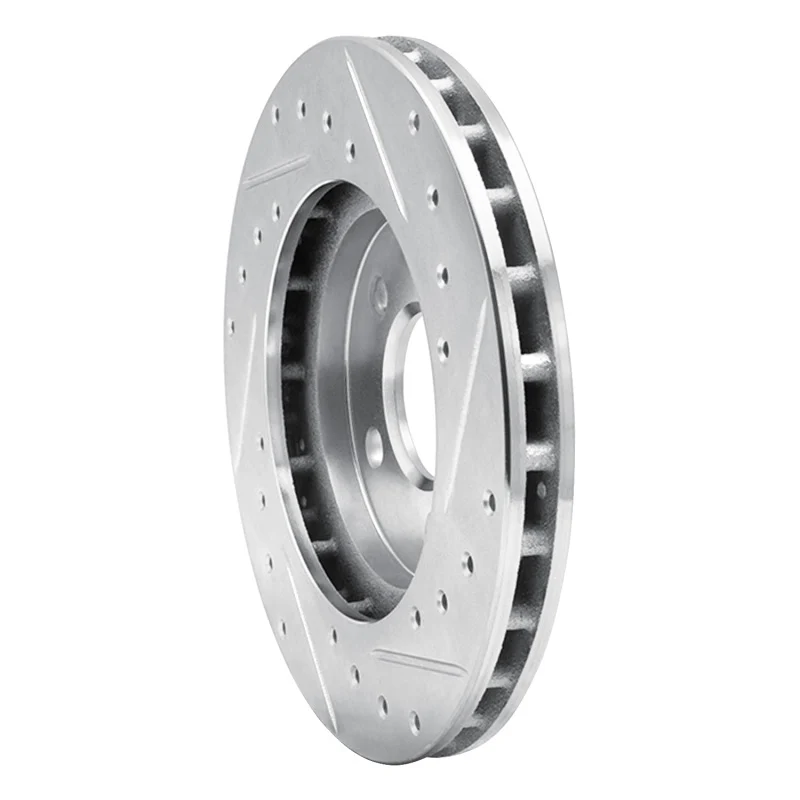 R1 96-00 Chrysler Town & Country Front Left Drilled & Slotted Silver Brake Rotor - Image 4