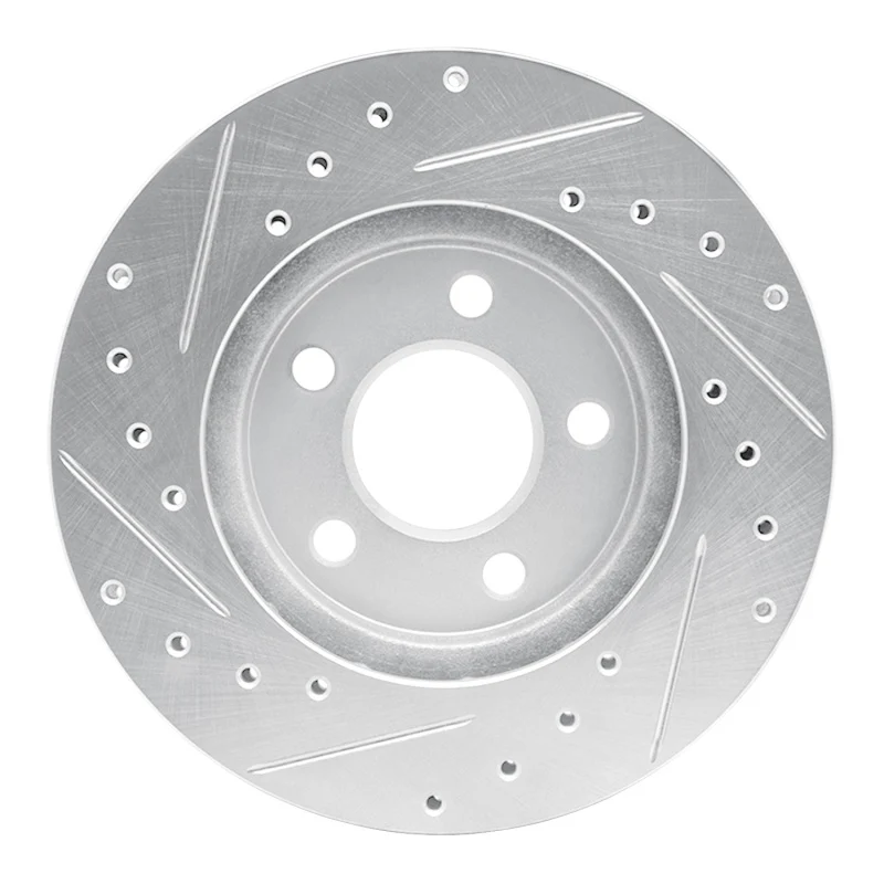 R1 96-00 Chrysler Voyager Front Right Drilled & Slotted Silver Brake Rotor - Image 2