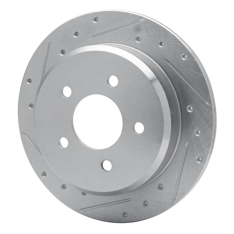 R1 96-02 Ford Crown Victoria Rear Left Drilled & Slotted Silver Brake Rotor - Image 3