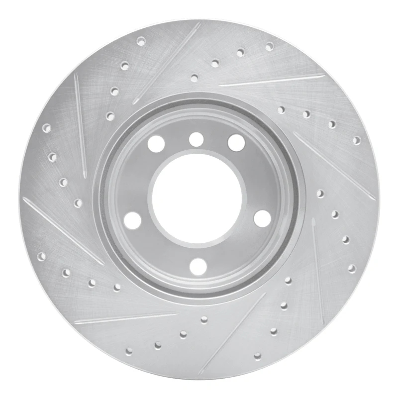 R1 96-03 BMW 528I Front Right Drilled & Slotted Silver Brake Rotor - Image 2