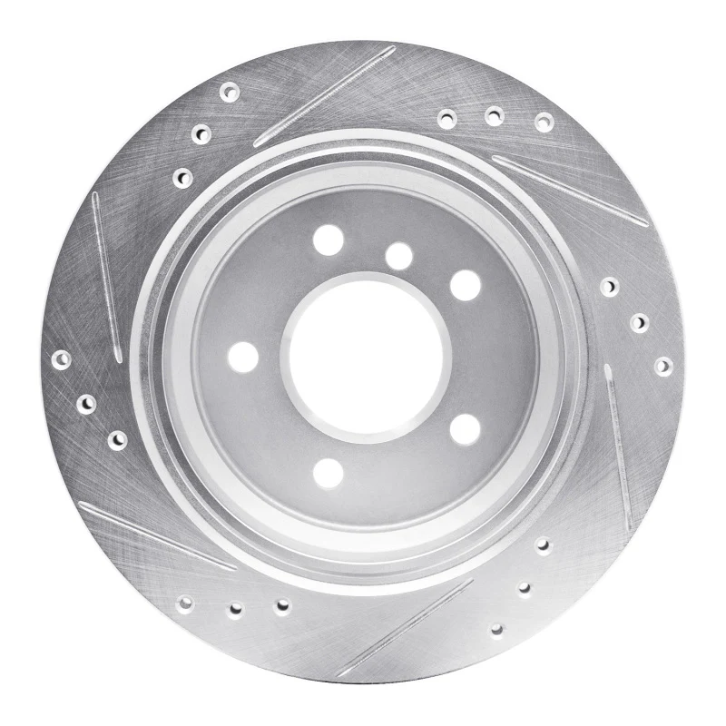R1 96-03 BMW 528I Rear Right Drilled & Slotted Silver Brake Rotor - Image 3
